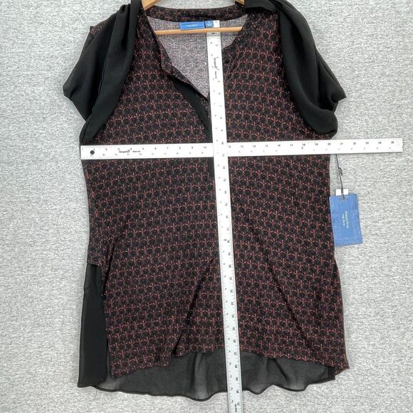 Simply Vera Wang Blouse Womens Extra Large Colorblock Sheer Hem Career NEW - Picture 10 of 12